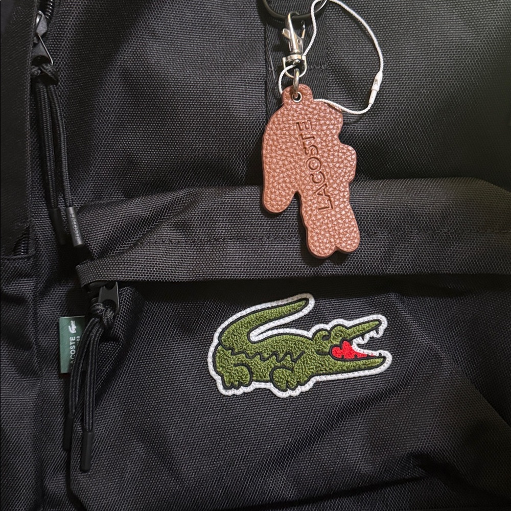 Lacoste Black Kids Backpack with Green Croc Patch - Picture 8 of 14